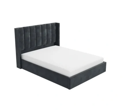 Velvet Winged Headboard Bed