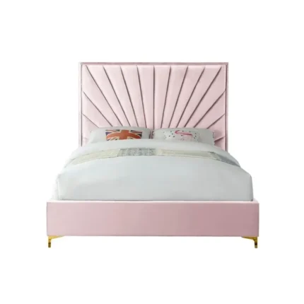 Cross Tufted High Headboard Velvet Upholstery Bed