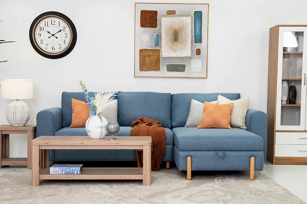 Sofa with Storage in Chaise Lounge