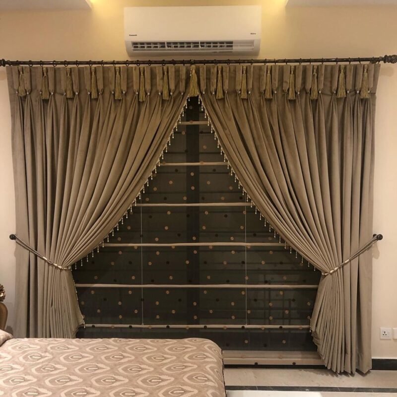 Luxury Beige Pleated Curtains