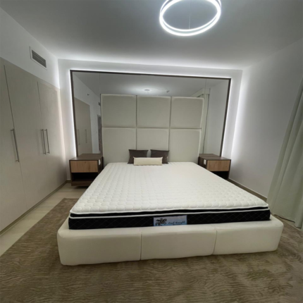 Luxury Upholstered Bed with Padded Panel Headboard