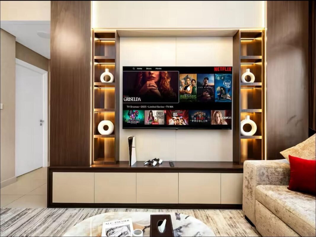 TV unit with shelves
