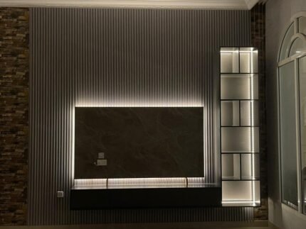 TV unit with cladding and backlight
