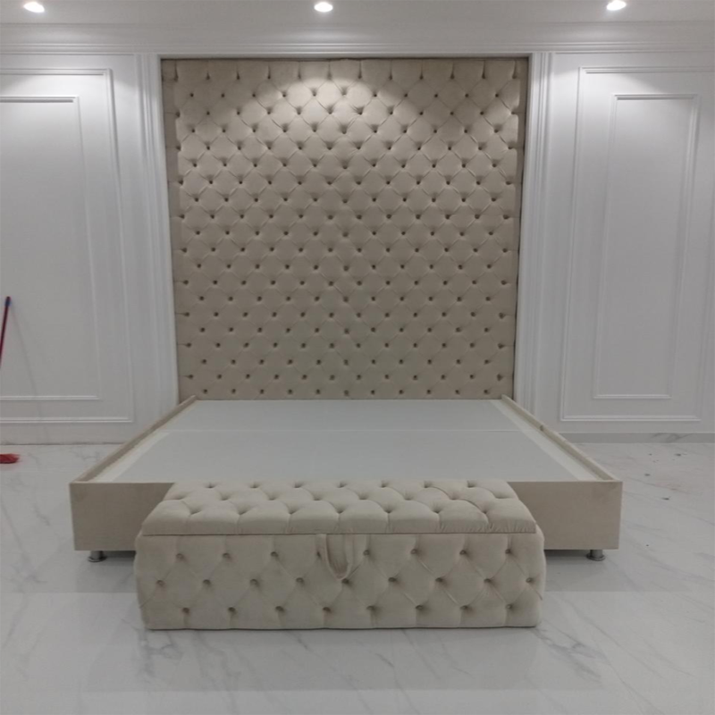 Luxury Upholstered Bed with Tufted Headboard