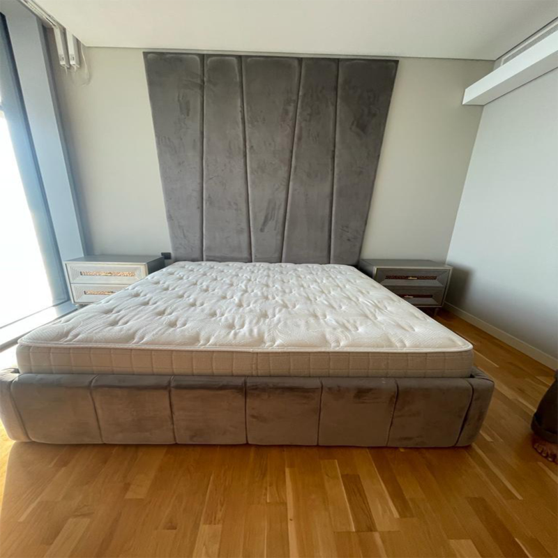 Luxury Upholstered Bed with Panel Headboard