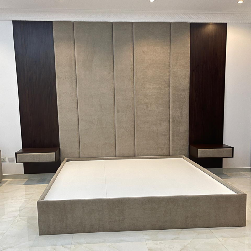 Luxury Upholstered Bed with Vertical Panel Headboard
