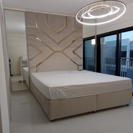 Luxury Modern Upholstered Bed with Designer Headboard