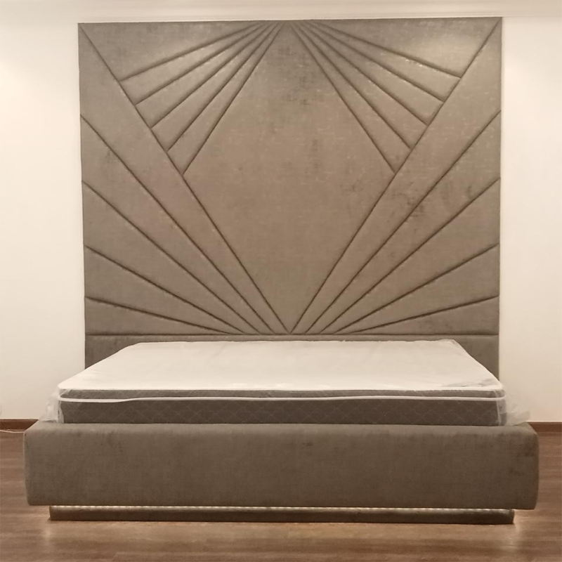 Luxury Upholstered Bed with Sunburst Headboard | Zain Furniture