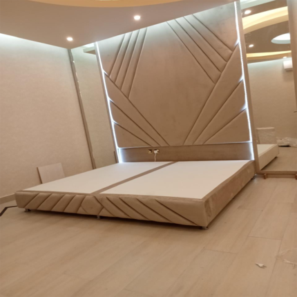 Luxury LED Upholstered Bed with Designer Headboard