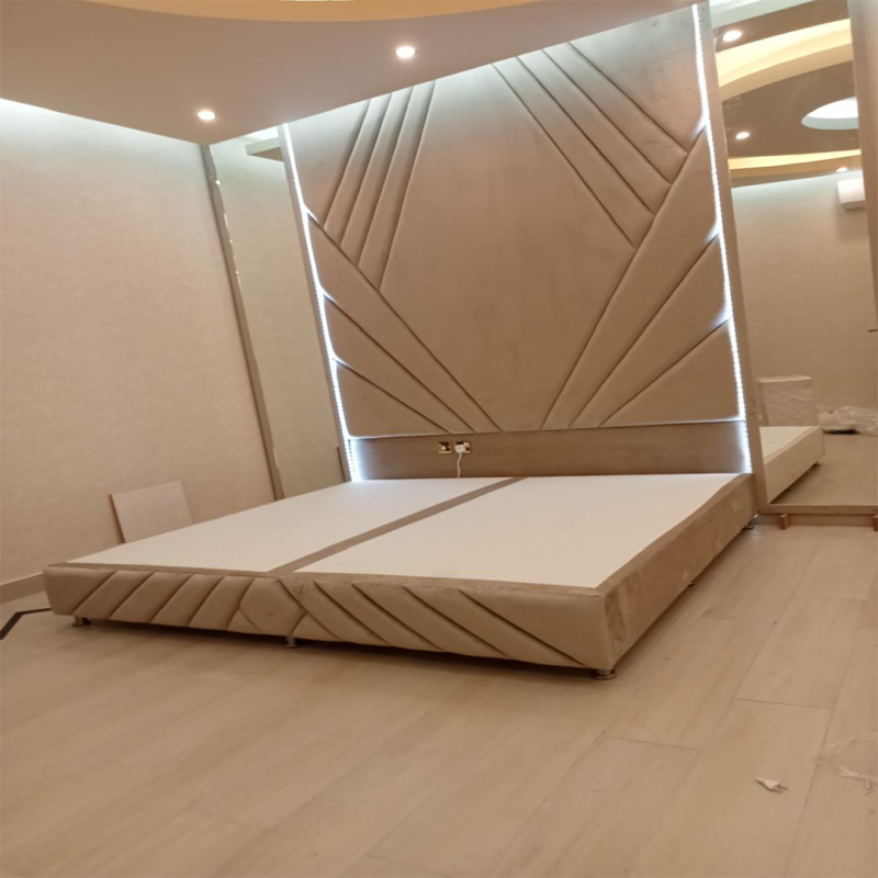 Luxury LED Upholstered Bed with Designer Headboard