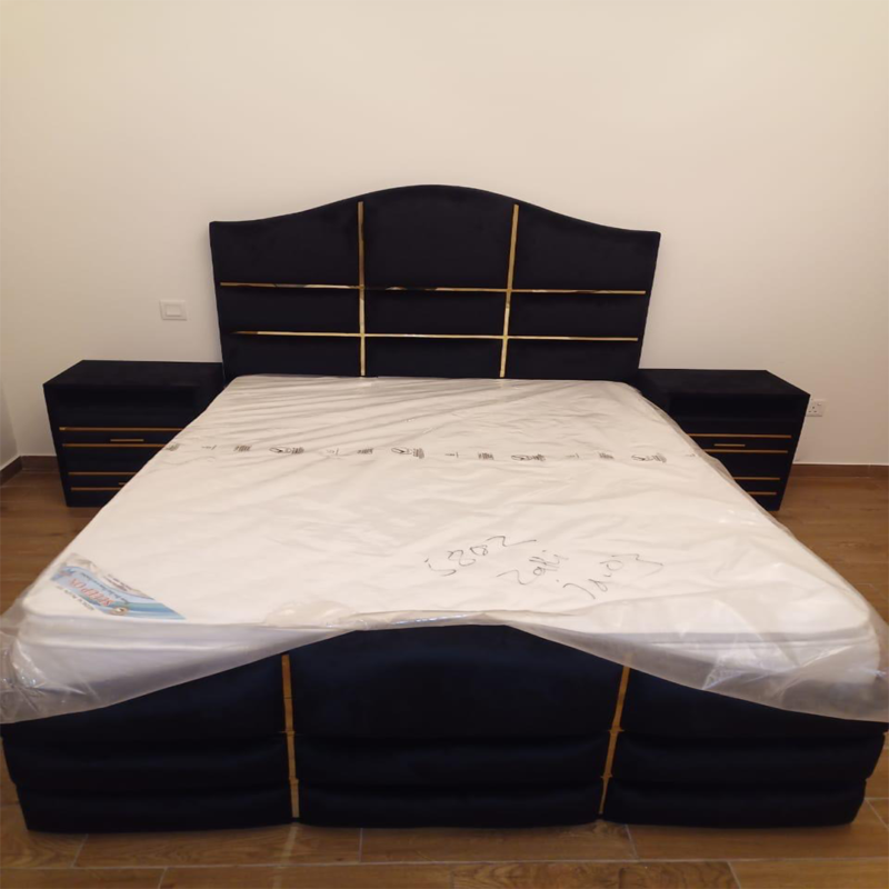 Noir Luxe Upholstered Bed