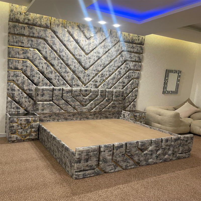 Aura Chevron Luxe Upholstered Bed