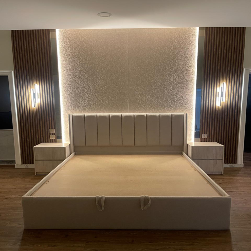 Soft Glow Upholstered Bed