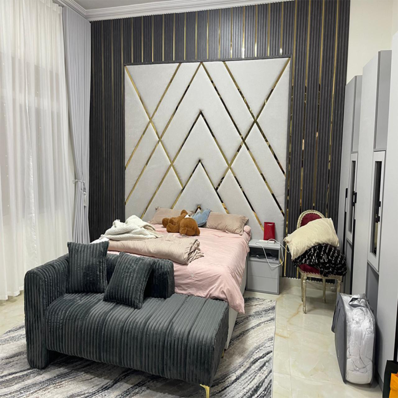 Modern Luxe Geometric Upholstered Bed
