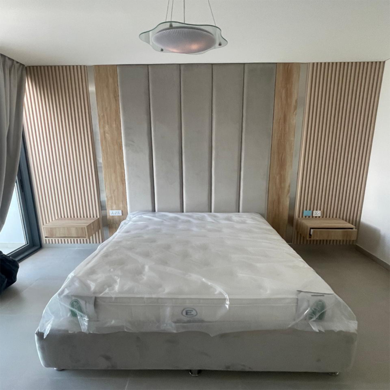 Luna Oak Panel Upholstered Bed