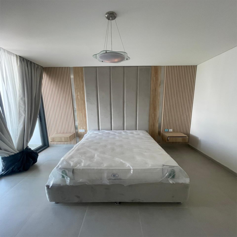 Luna Oak Panel Upholstered Bed