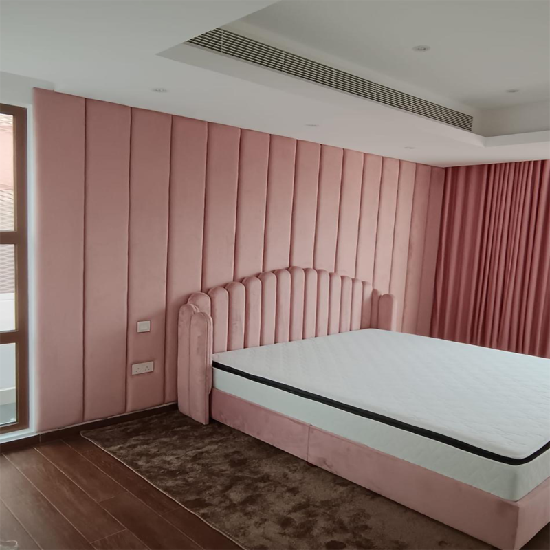 Blush Vertical Panel Upholstered Bed