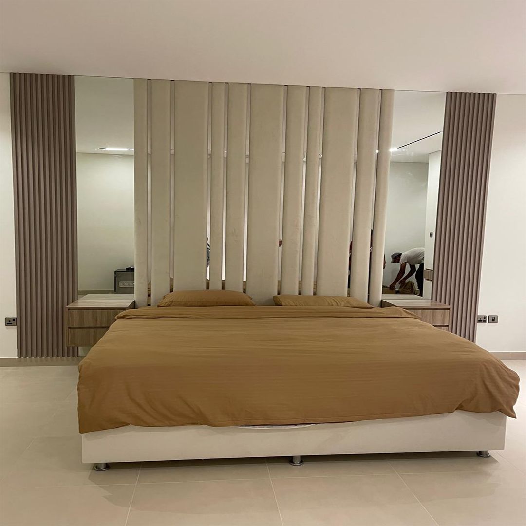 Sandstone Vertical Slat Upholstered Bed Sandstone Vertical Slat Upholstered Bed