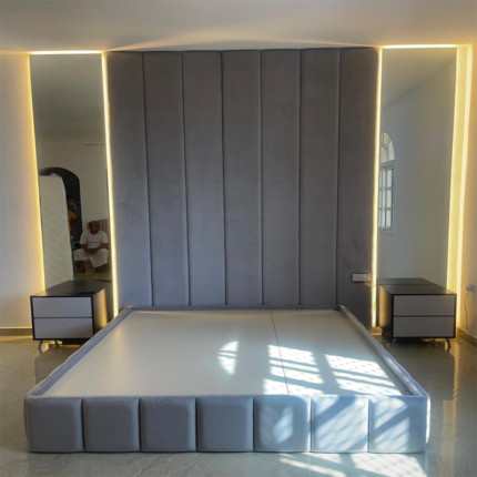 Serene Grey Vertical Panel Upholstered Bed