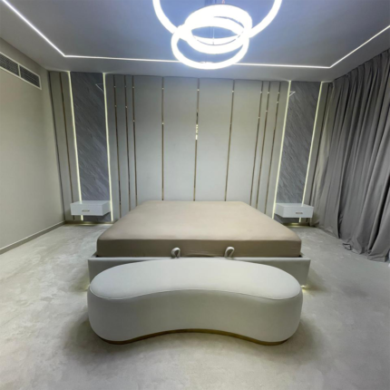 Ivory Luxe Vertical Panel Upholstered Bed