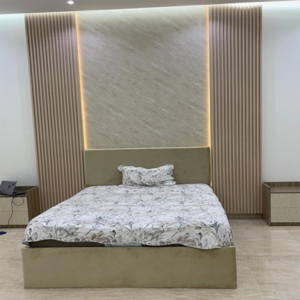 Modern LED Backlit Panel Upholstered Bed