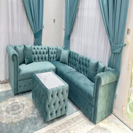 Emerald Tufted L-Shape Sofa